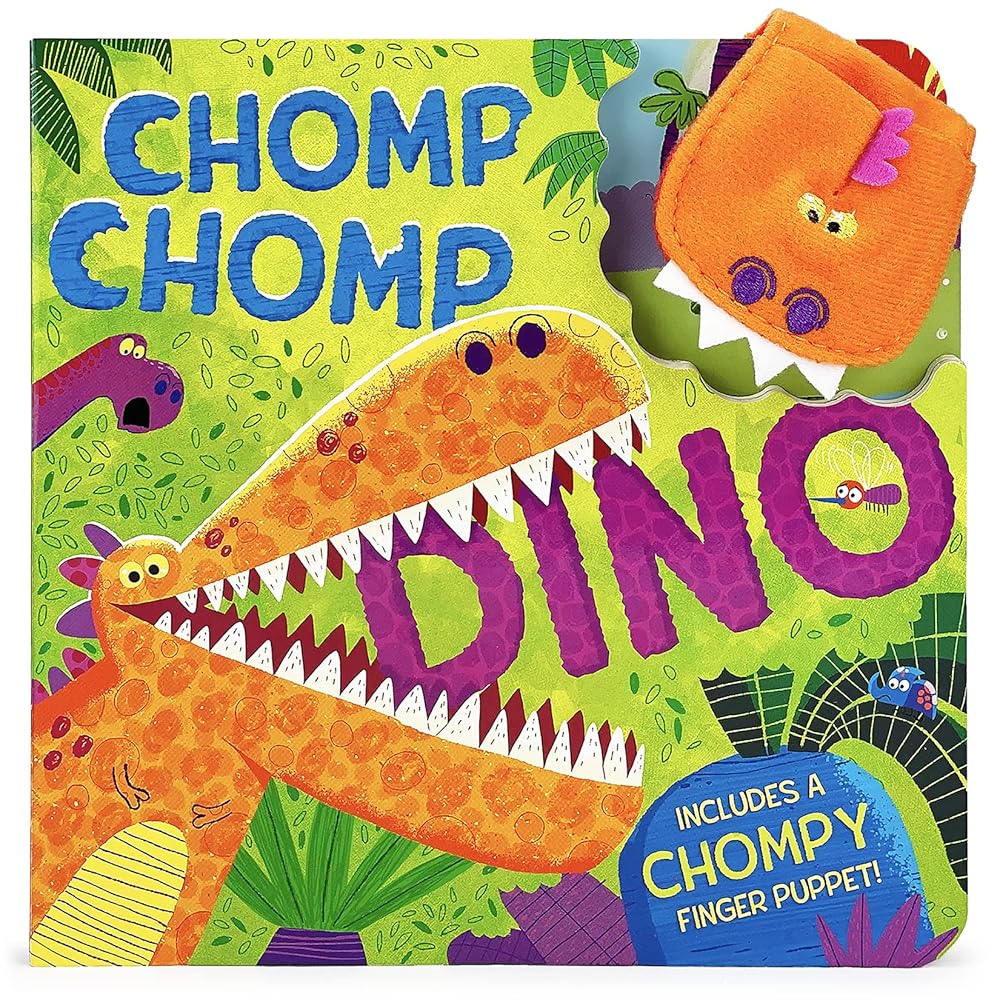 Chomp Chomp Dino Finger Puppet Board Book Ages 2-5; Includes Detachable Plush Finger Puppet For Playtime cover image
