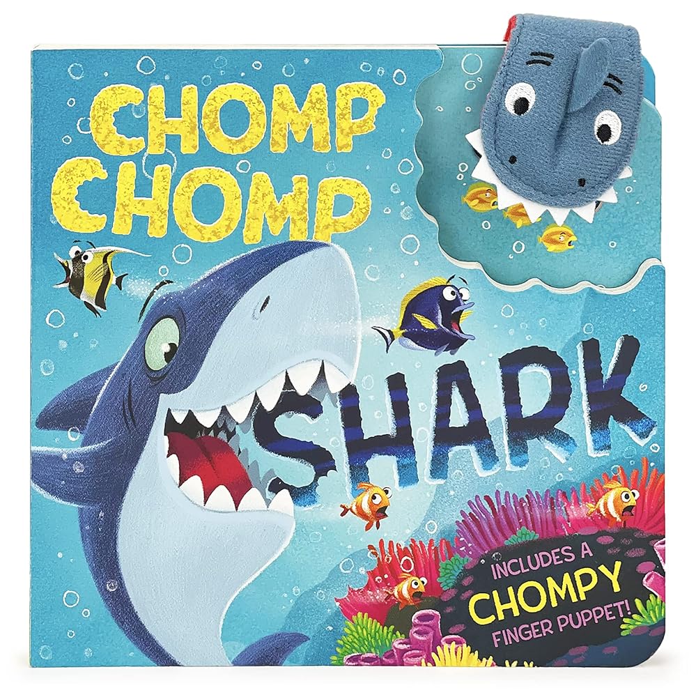 Chomp Chomp Shark Finger Puppet Board Book Ages 2-5; Includes Detachable Plush Finger Puppet For Playtime cover image