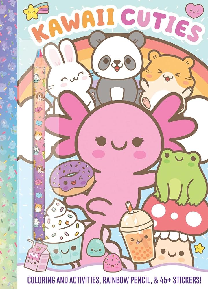 Kawaii Cuties: Coloring Book with Rainbow Pencil cover image