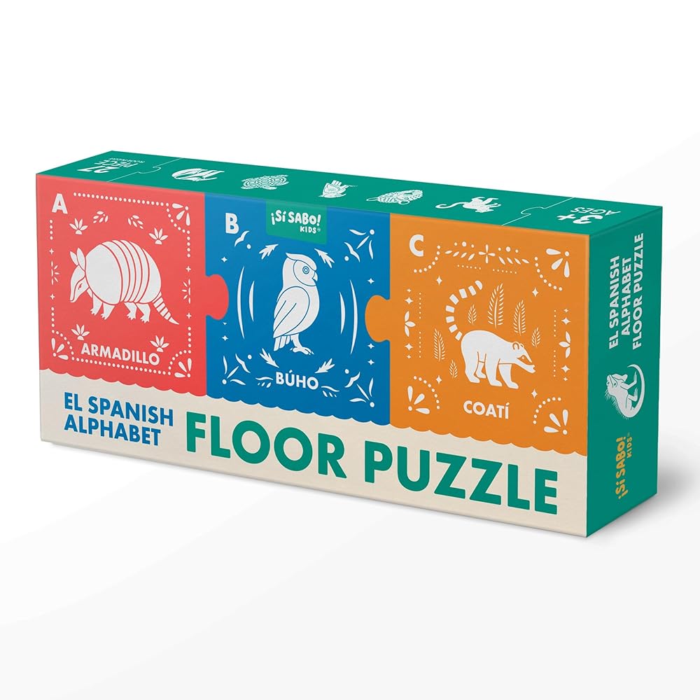 El Spanish Alphabet Jumbo Floor Puzzle: Papel-Picado Inspired 27-Piece ABC Jigsaw Puzzle cover image