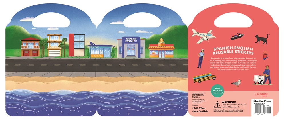 Sí Sabo Town: A Bilingual Reusable Sticker Play Set: Learn Spanish-English Language Skills with 30+ Reusable Stickers and 2 Fold-Out Play & Go Scenes (Sí Sabo Kids)